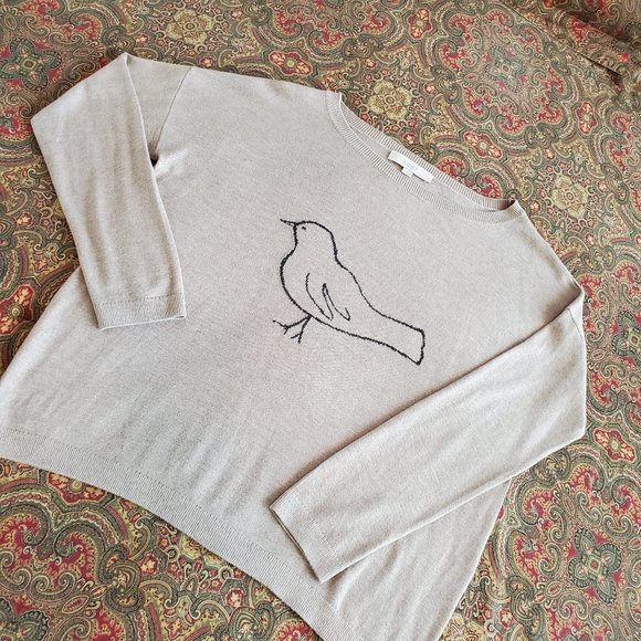 Ann Taylor LOFT, Bird Sweater, Tan L. Sweaters - Adorable, Ann Taylor LOFT, Bird Sweater, L.